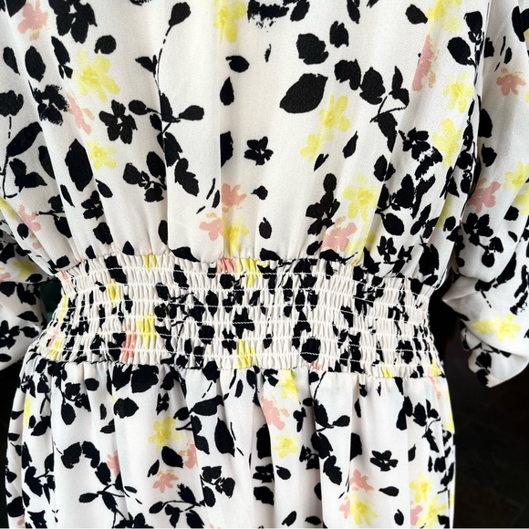 STUDIO B by BOBEAU ~Delicate Floral Print Dress ~Elastic Waist/Ruched Sleeves~XL - Picture 7 of 8